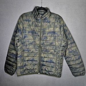GAP Men's Medium ColdControl Lightweight Puffer Jacket Water Resist GREEN CAMO